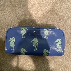 Kate Spade Blue Wallet/Pouch with Seahorse Pattern